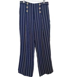 Ann Taylor Pants Navy Blue‎ White Stripe Nautical Womens Size 6 Petite